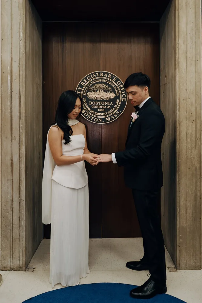 J. & B.'s city hall wedding at Boston City Hall, photograph 4 of 28