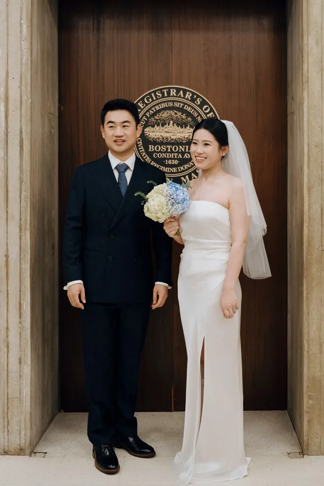 M. & A.'s city hall wedding at Boston City Hall, photograph 2 of 31