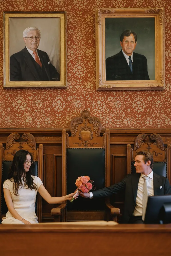 J. & M.'s city hall wedding at Cambridge City Hall, photograph 27 of 35
