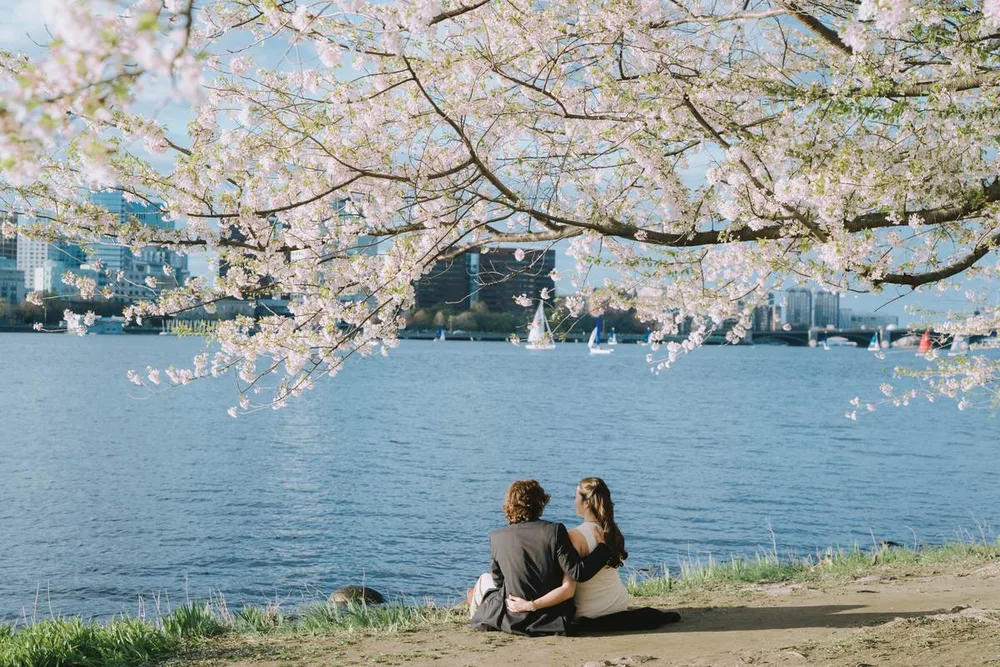 N. & S.'s engagement session at Charles River Esplanade, photograph 1 of 22