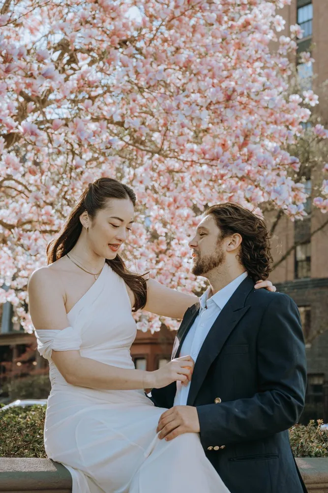 N. & S.'s engagement session at Charles River Esplanade, photograph 4 of 22