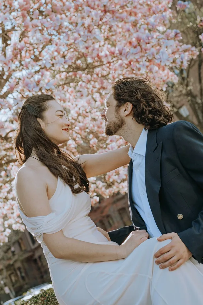 N. & S.'s engagement session at Charles River Esplanade, photograph 5 of 22