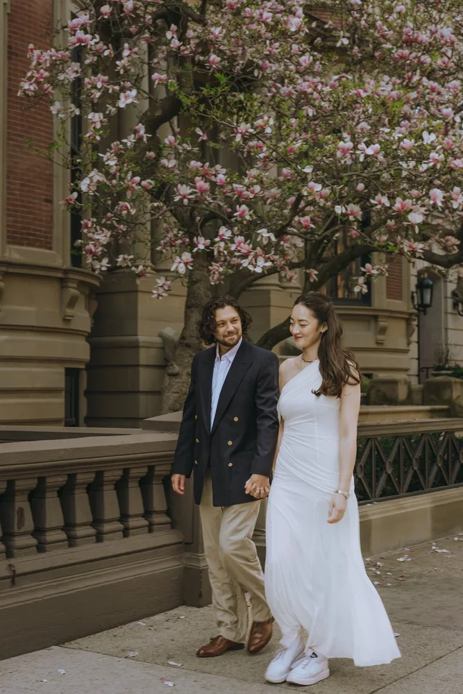 N. & S.'s engagement session at Charles River Esplanade, photograph 13 of 22