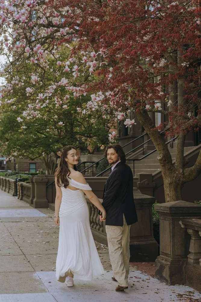 N. & S.'s engagement session at Charles River Esplanade, photograph 14 of 22