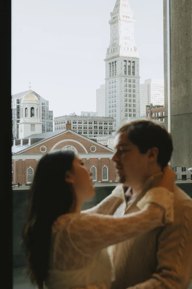 K. & J.'s engagement session at Government Center, Boston, photograph 3 of 13