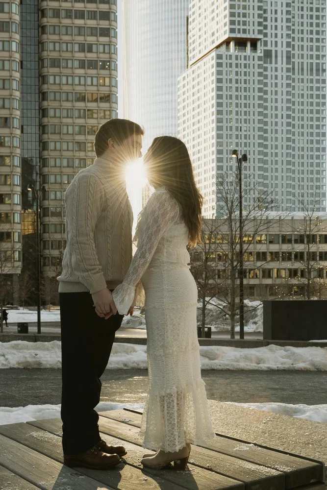 K. & J.'s engagement session at Government Center, Boston, photograph 4 of 13