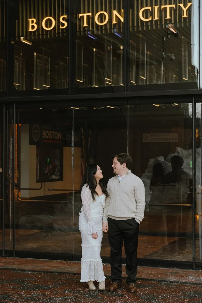 K. & J.'s engagement session at Government Center, Boston, photograph 5 of 13