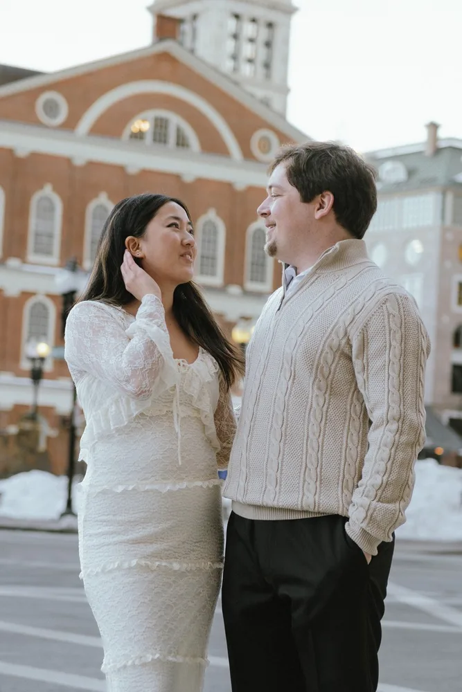 K. & J.'s engagement session at Government Center, Boston, photograph 6 of 13