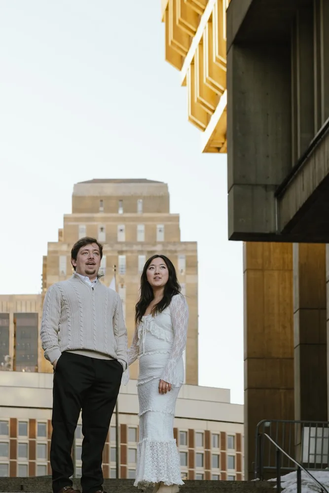 K. & J.'s engagement session at Government Center, Boston, photograph 7 of 13
