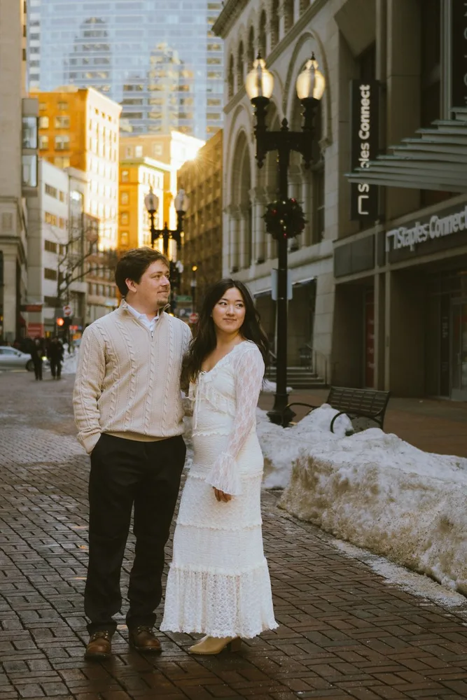 K. & J.'s engagement session at Government Center, Boston, photograph 8 of 13