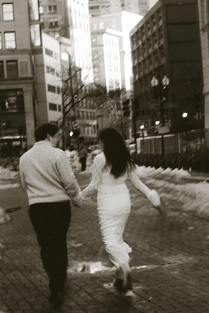 K. & J.'s engagement session at Government Center, Boston, photograph 9 of 13