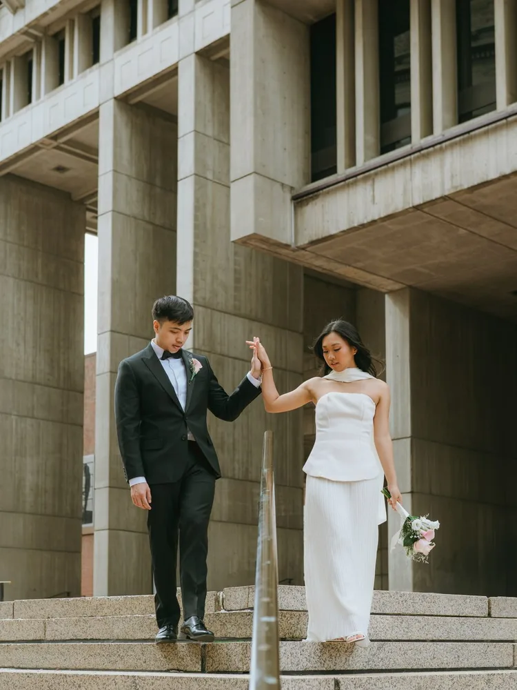 K. & J.'s engagement session at Government Center, Boston, photograph 13 of 13