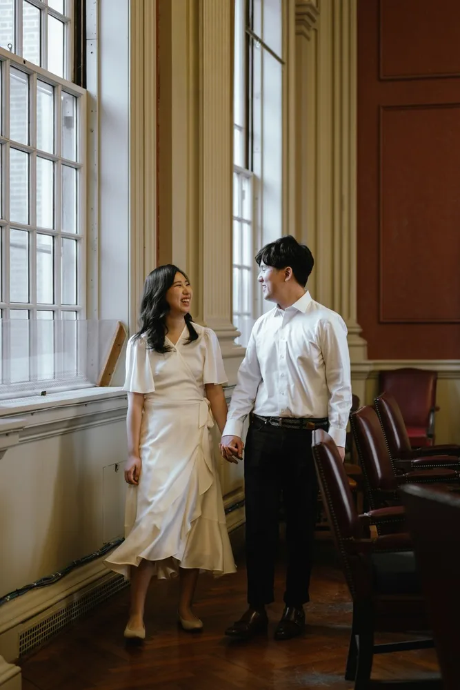 G. & A.'s city hall wedding at Newton City Hall, photograph 4 of 17