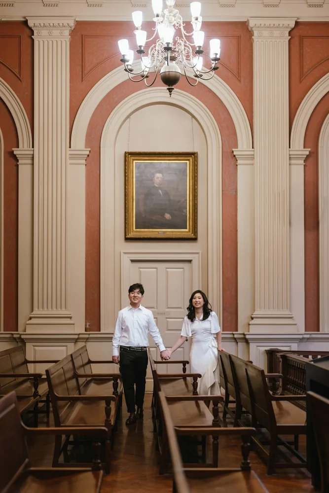 G. & A.'s city hall wedding at Newton City Hall, photograph 9 of 17