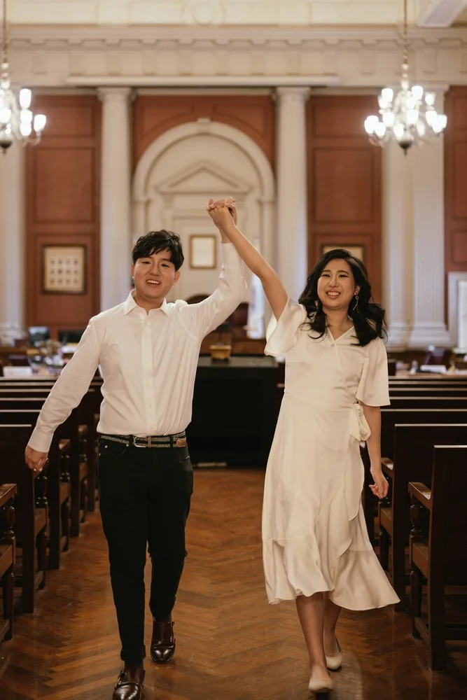 G. & A.'s city hall wedding at Newton City Hall, photograph 10 of 17