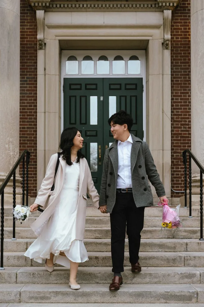 G. & A.'s city hall wedding at Newton City Hall, photograph 14 of 17